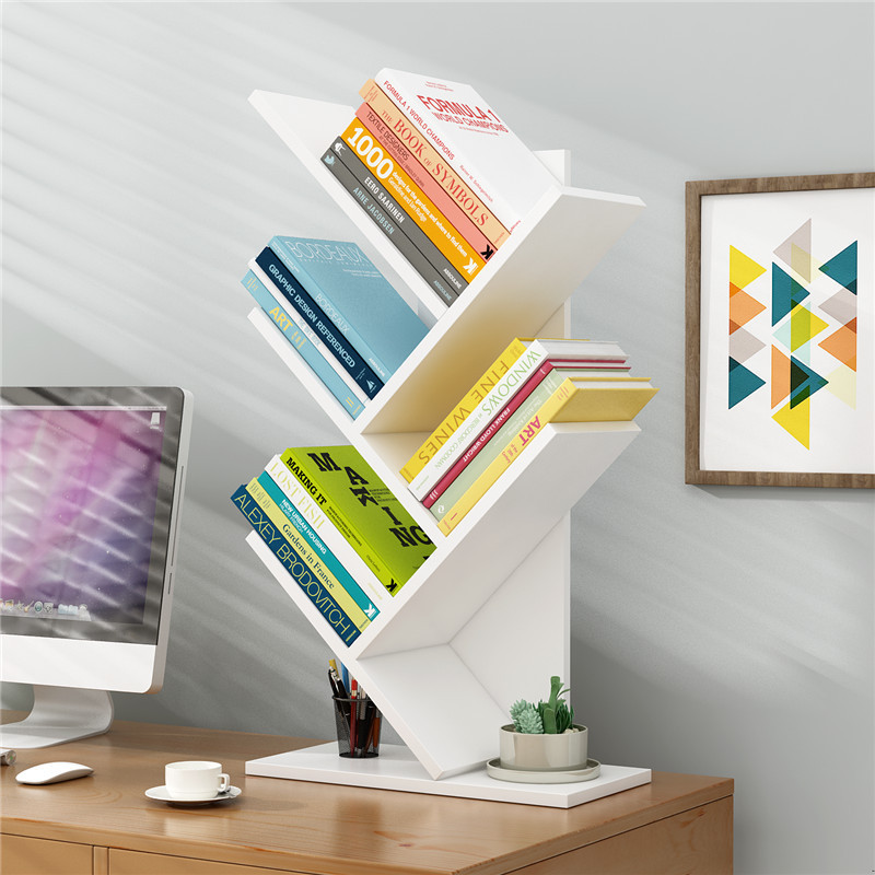 Desktop tree-shaped bookshelf multi-layer simple floor fish bone small bookcase student bedroom storage rack desktop storage rack