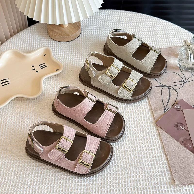 Новые детские ретро-туфли летние сандалии 2025 новые для мальчиков и девочек нескользящие пляжные босоножки для малышей для улицы