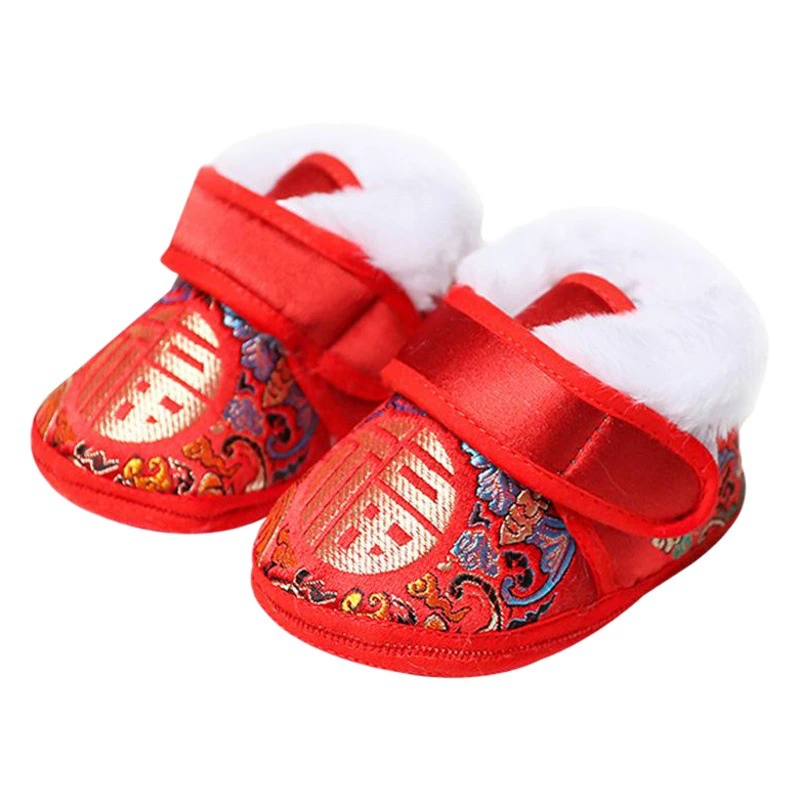 Новый зимний детский костюм Тан, хлопковая обувь Guofeng, сотня дней старой фотографии, народная Тканевая обувь, детская обувь для малышей на флисовой подкладке