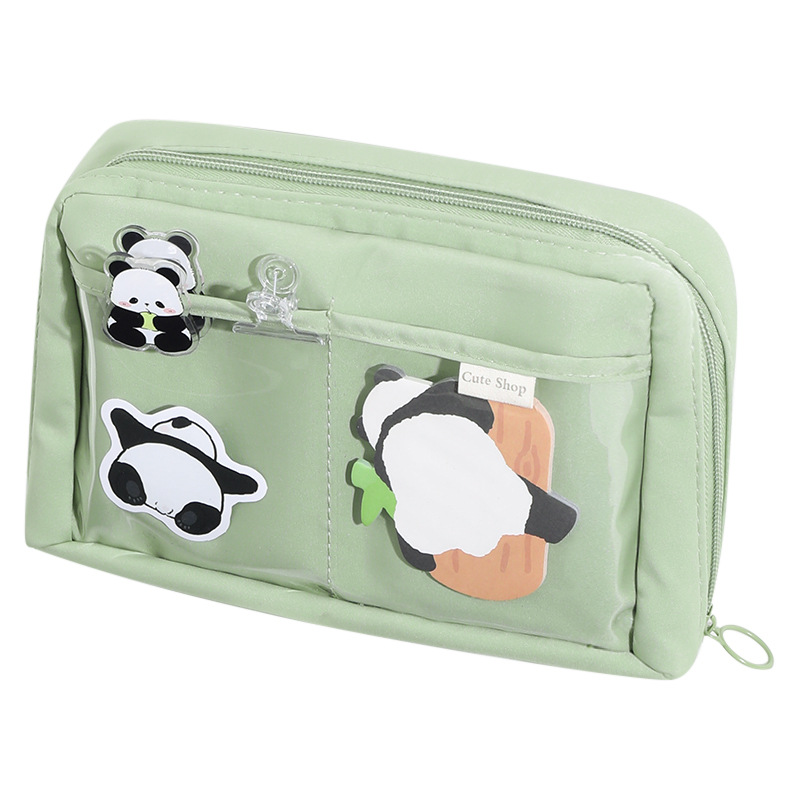 Caja de lápices abierta grande de 12 capas Panda caja de lápices transparente de gran capacidad caja de papelería de almacenamiento ins caja de lápices pequeña de aspecto alto