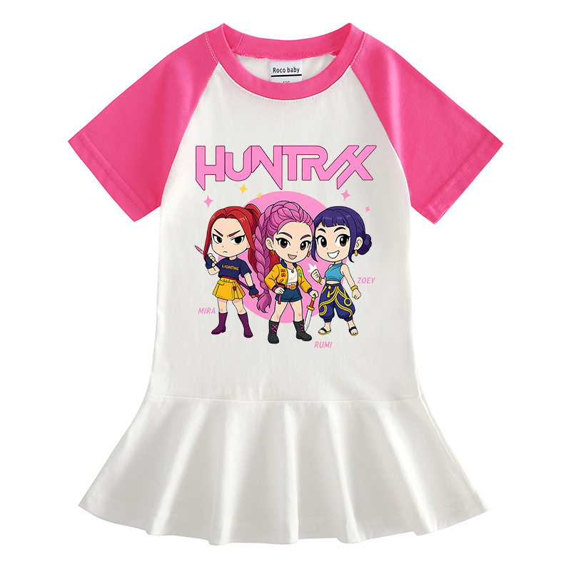 Summer cartoon dress, girl's skirt, pleated skirt, children's clothing, western style