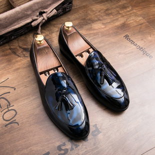 Cross-border plus size leather shoes men's shoes summer new fashion brand men's breathable business casual tassel lazy shoes bright face