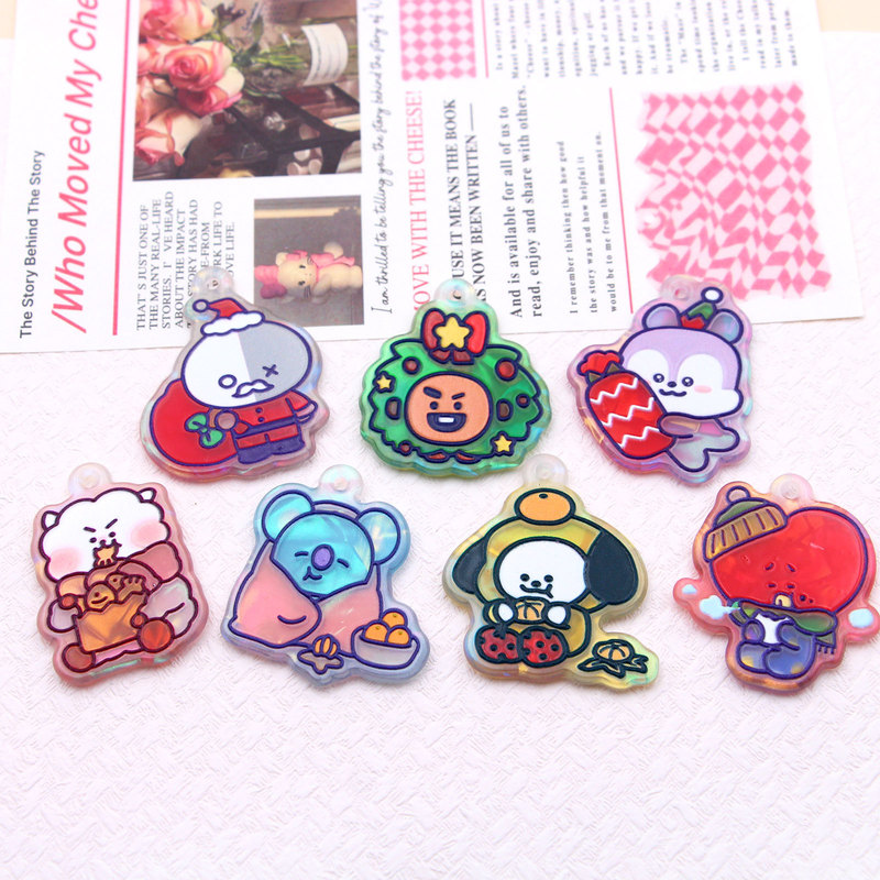 3D Bt21 Christmas Limited Edition Acrylic Pendant Set Cute Beads DIY Pen Beads Handmade Accessories