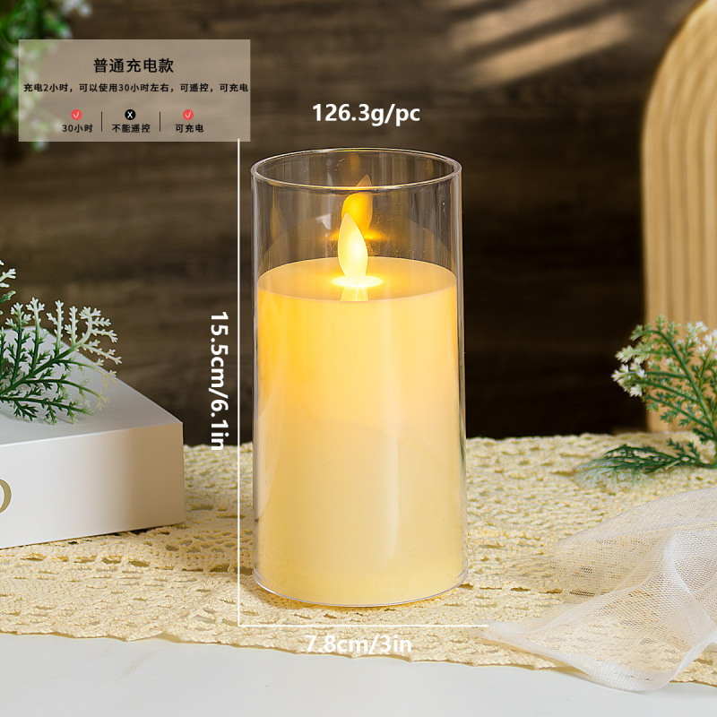 アクリル充電式リモコン LED 電子キャンドルライト結婚式無煙雰囲気ライトホリデーパーティーコンサートレイアウト|undefined