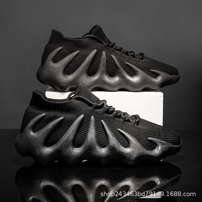 Cross-border plus size octopus 450YEEZY coconut shoes couple's flying woven volcanic shoes breathable sports casual shoes men