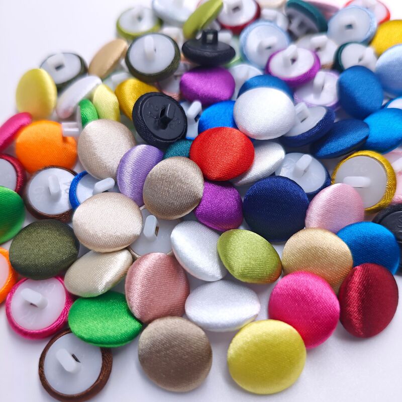 Colorful Satin Imitation Silk Fabric-Covered Buttons, Plastic Feet, Chiffon Shirt and Qipao Buttons, Knitted Cardigan Buttons