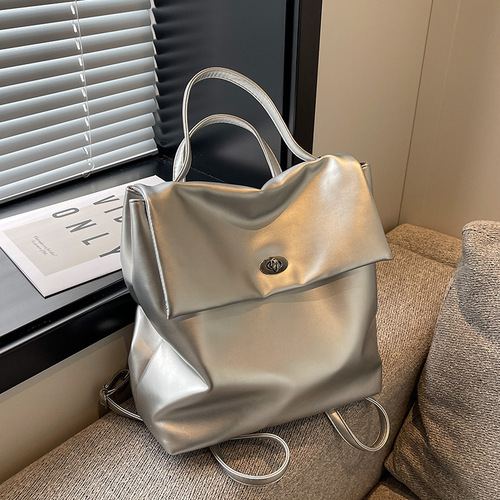 Large-capacity bag, new casual and versatile backpack, female college student handbag, textured travel backpack