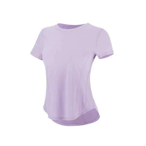 New KOREAN Style Women's Fitness Short Sleeve Yoga Running Exercise Slimming Line Breathable Solid Color Sports T-shirt