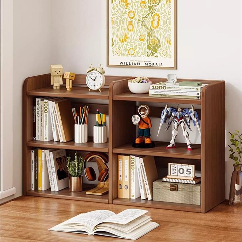 Desktop Storage Rack Small Bookshelf Storage Office Multi-Layer Layered Display Cabinet Simple Book and Wood Wholesale