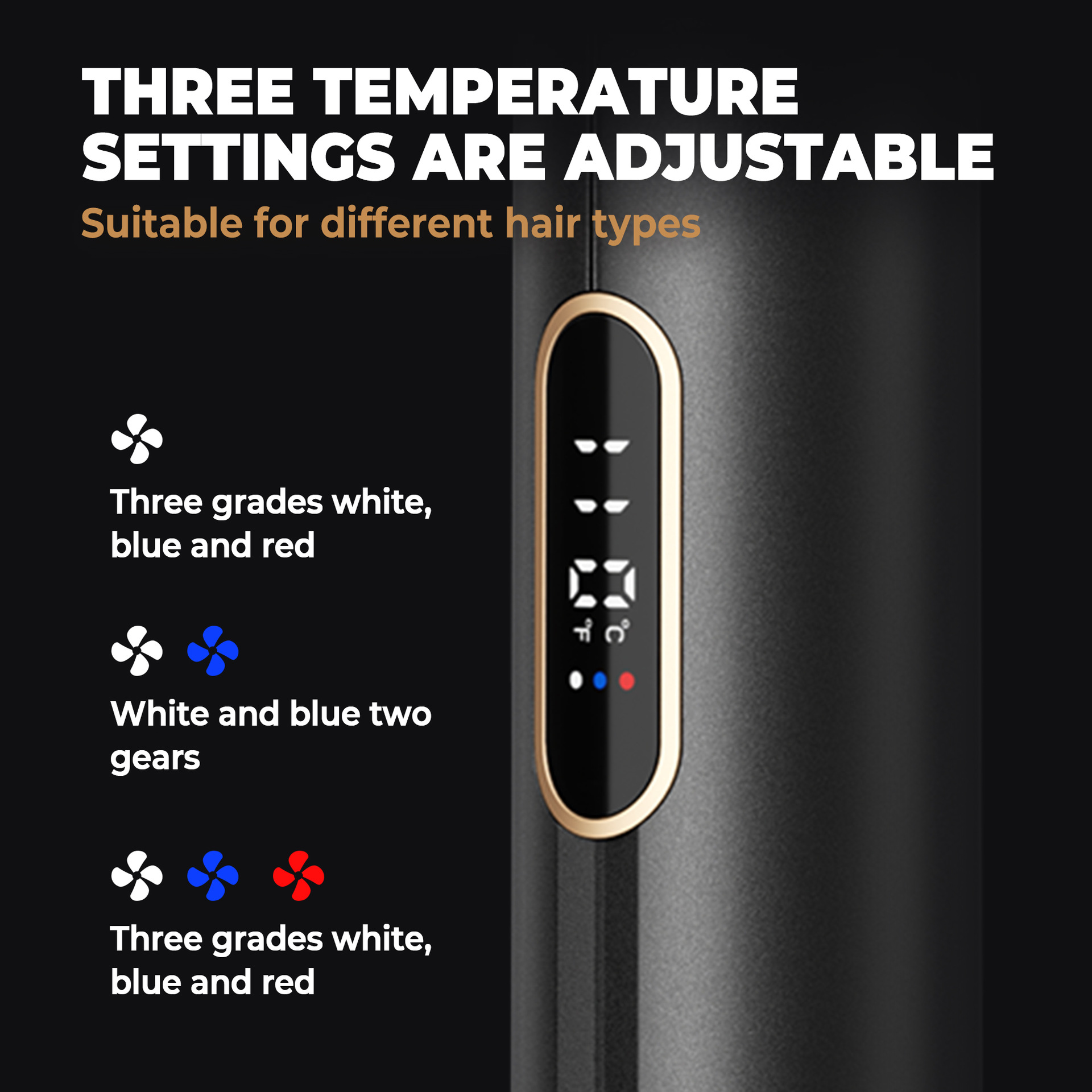 Cepillo de Aire Caliente Multifuncional 5 en 1 de Plástico PC y ABS con Temperatura Constante para Peinado
