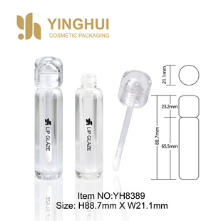 Round Lip Gloss Tube, Cap Bottle Injection Molding Transparent, Standard Brush Head, Makeup Packaging Material