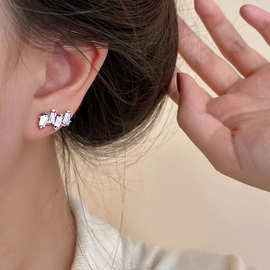 紫葡萄水晶镶钻耳环小众设计感高级女夏甜美耳钉2022年新款潮耳饰
