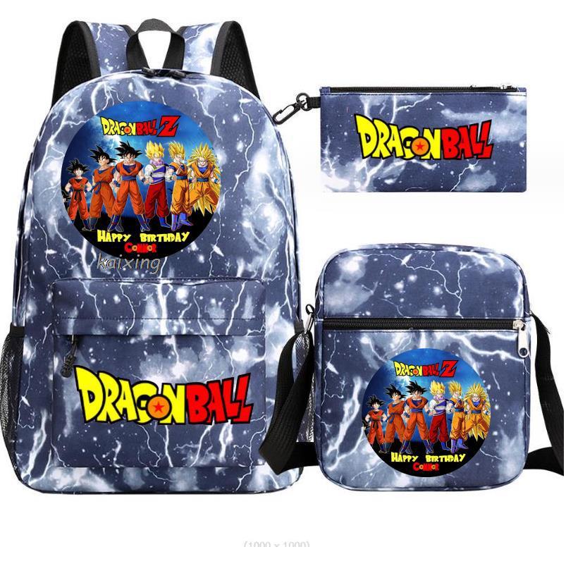 Juventud Dragon Ball mochila estudiante bolsa de hombro bolsa de viaje conjunto de 3 piezas