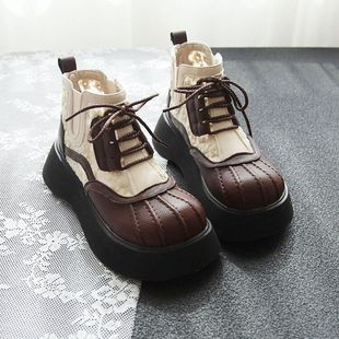 Height-increasing Sandals Women's Summer Sandals 2025 Spring and Autumn Thin Mesh Martins Boots Height-increasing Thick-soled Breathable Mesh Boots Women
