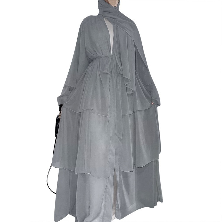 Cross-border Women's Clothing European And American Fashion Middle Eastern Style Spliced Three-layer Chiffon_ecoleips.com