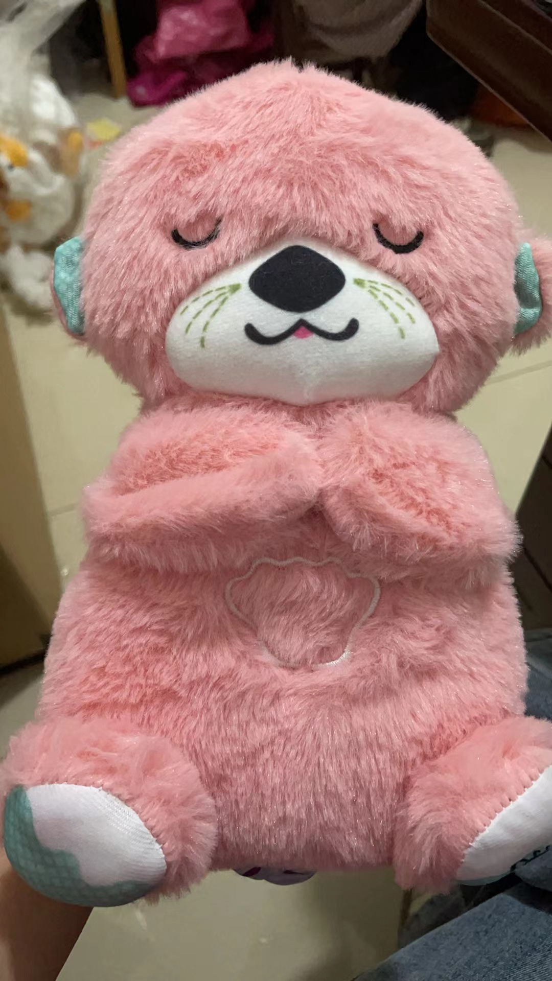 Transfronterizo popular respiración oso luminoso juguete iluminación voz calmante oso sueño oso bebé dormir música muñeca