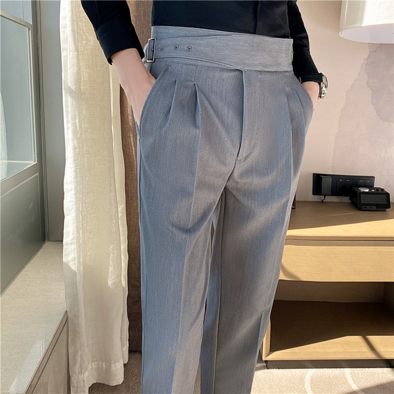 Pantalones Casuales de Pierna Recta y Cintura Alta Estilo Napolitano para Hombre, con un Toque de Lujo, para Comercio Exterior