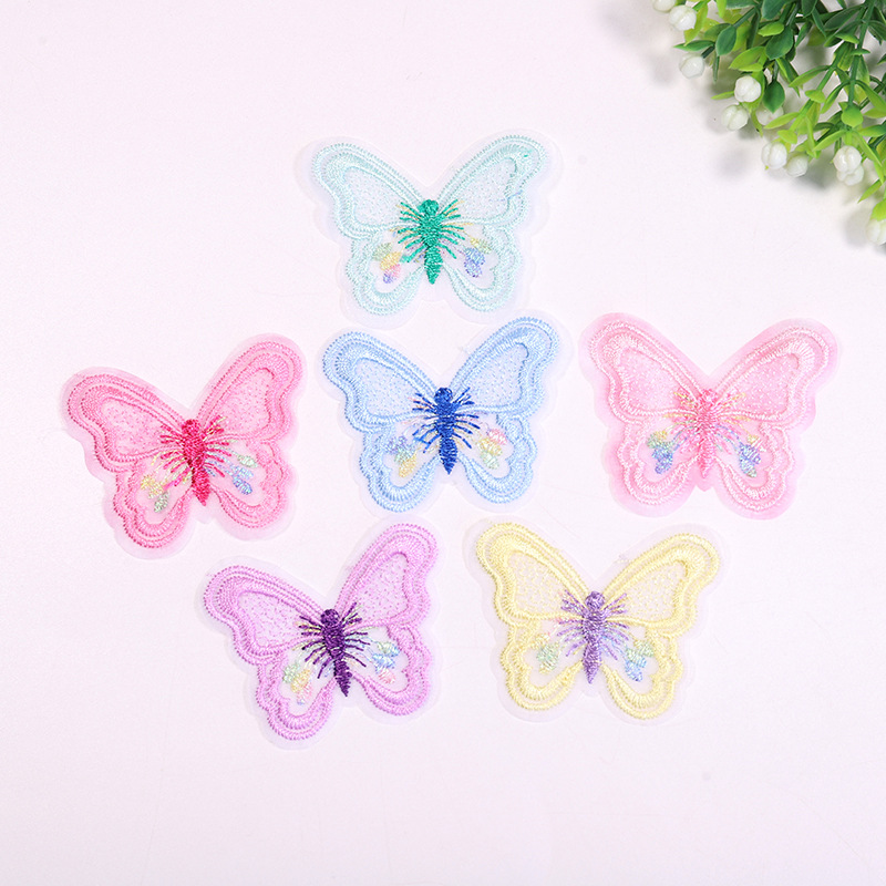 时尚新款衣服装饰补丁贴花手工立体仿真单层蝴蝶刺绣古风装饰布贴
