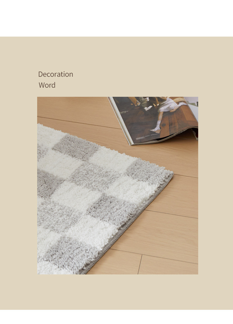 Checkerboard Bath Mat Non-slip Absorbent Washroom Rug For Home_voghion.com