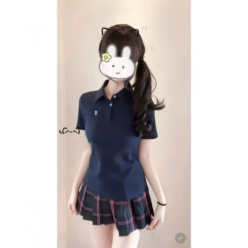 JK с вышивкой на правом плече, воротник-поло, футболка с короткими рукавами, женская летняя новая тонкая футболка в японском стиле, топ в консервативном стиле