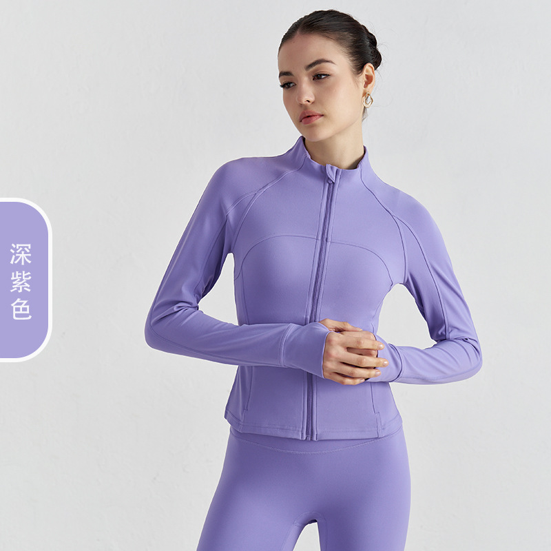NUF otoño invierno desnudo sensación de yoga chaqueta deportiva de cuello vertical chaqueta deportiva de alta calidad de la mujer malla trasera ropa de yoga transpirable