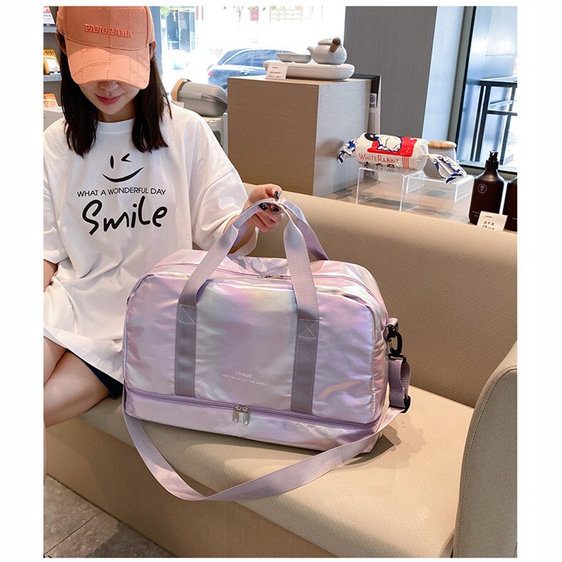 Bolso de fitness de moda 2026 nuevo bolso de mano brillante perlada de gran capacidad de almacenamiento bolso de viaje mochila deportiva