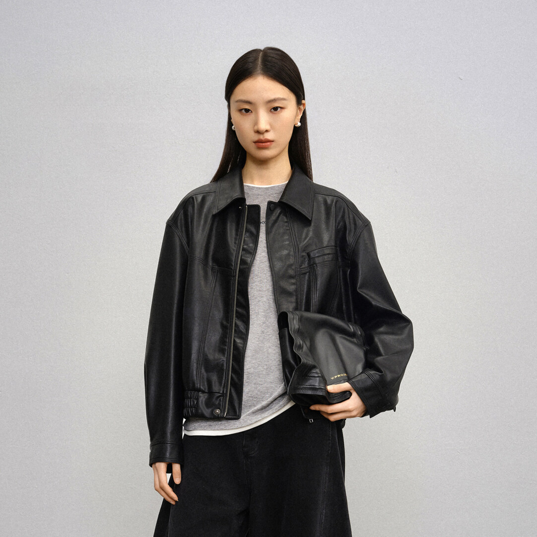 2026早春新款PU皮衣夹克女翻领休闲质感防风短外套83366日韩休闲