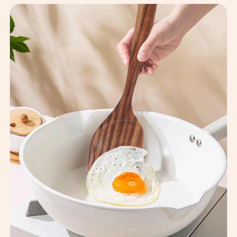アカシア材のスパチュラとスプーンのセット、キッチン用品、炒め物用、焦げ付き防止、木製スパチュラ、木製スプーン、ご飯用スパチュラ、天然木のスパチュラ|undefined