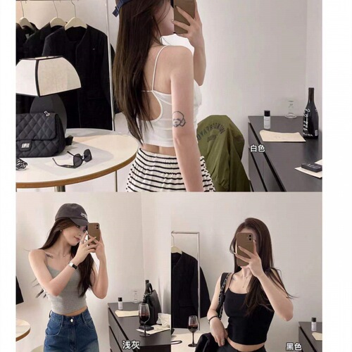 Summer  new hot girl beautiful back thin shoulder sling women's one-cup vest with chest pad can be worn outside and versatile underwear