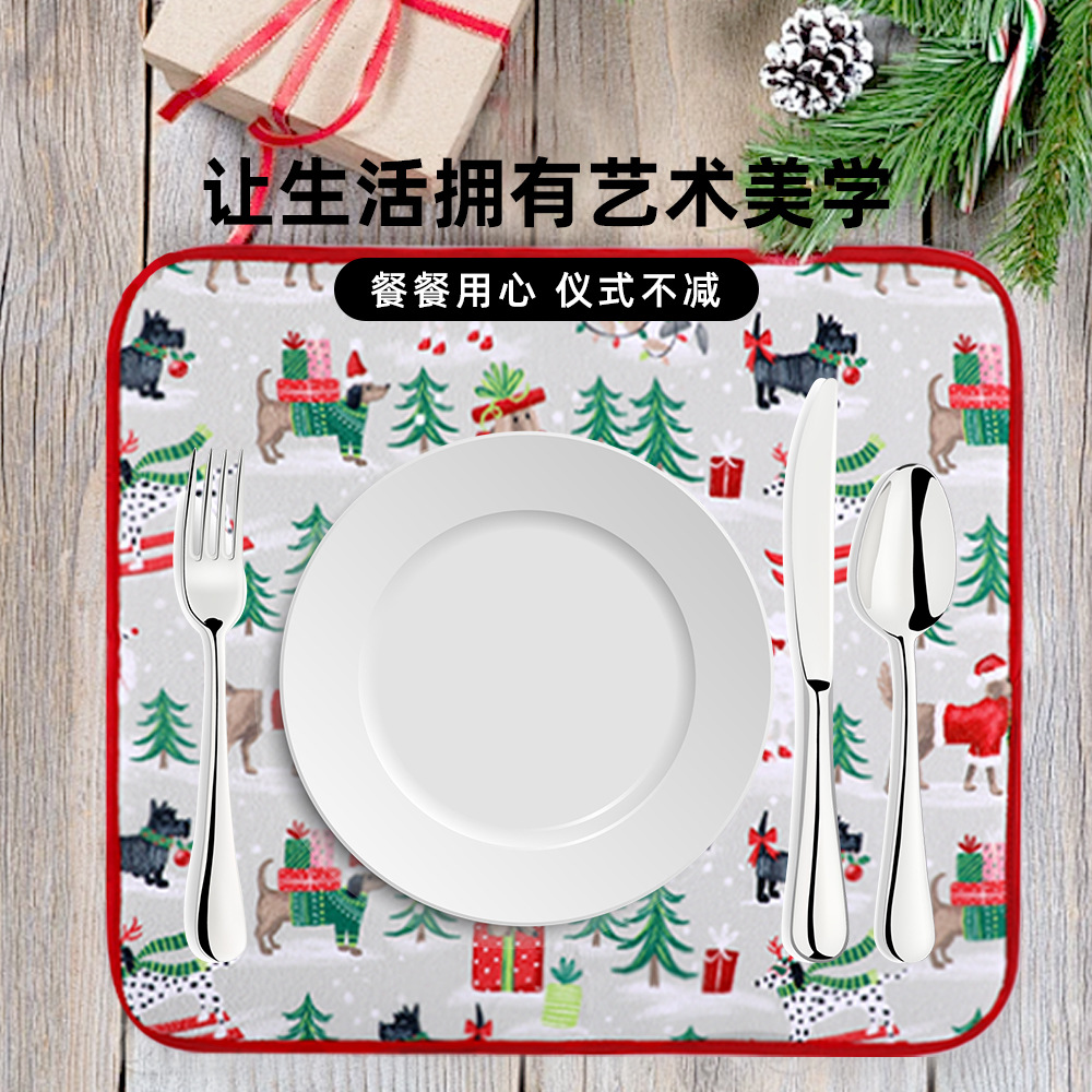 Lugar de fábrica al por mayor exquisito cojín de drenaje con estampado navideño de dibujos animados