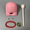 Pink pink with 2 -inch wooden fish pink (send eyes, safe buckle, red rope)