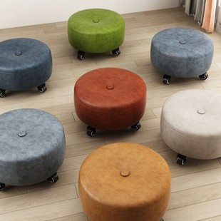 Pulley Low Stool for Children with Baby Learning to Walk, Pedicure and Manicure Round Stool with Universal Wheels, Small Stool with Wheels for Direct Sale