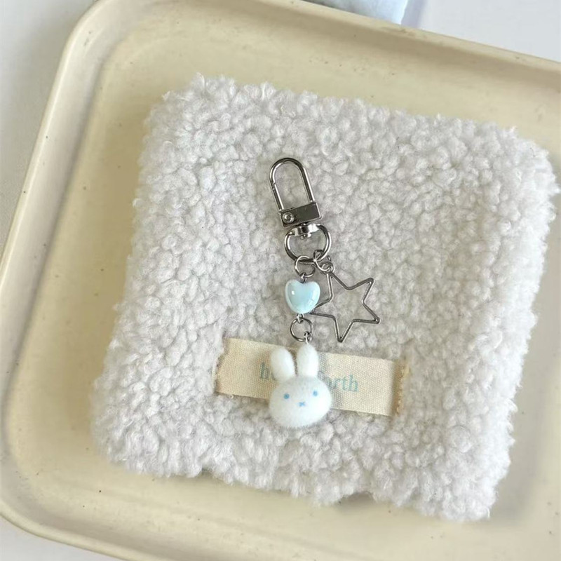 Cute flojo Miffy conejo cadena de teléfono móvil diy beaded chica bolso pericardial libro de tarjetas colgante llavero regalo amigo