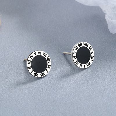 欧美冷淡风气质小众耳钉耳饰女款耳堵阿拉伯数字滴胶仿银饰品批发|ms