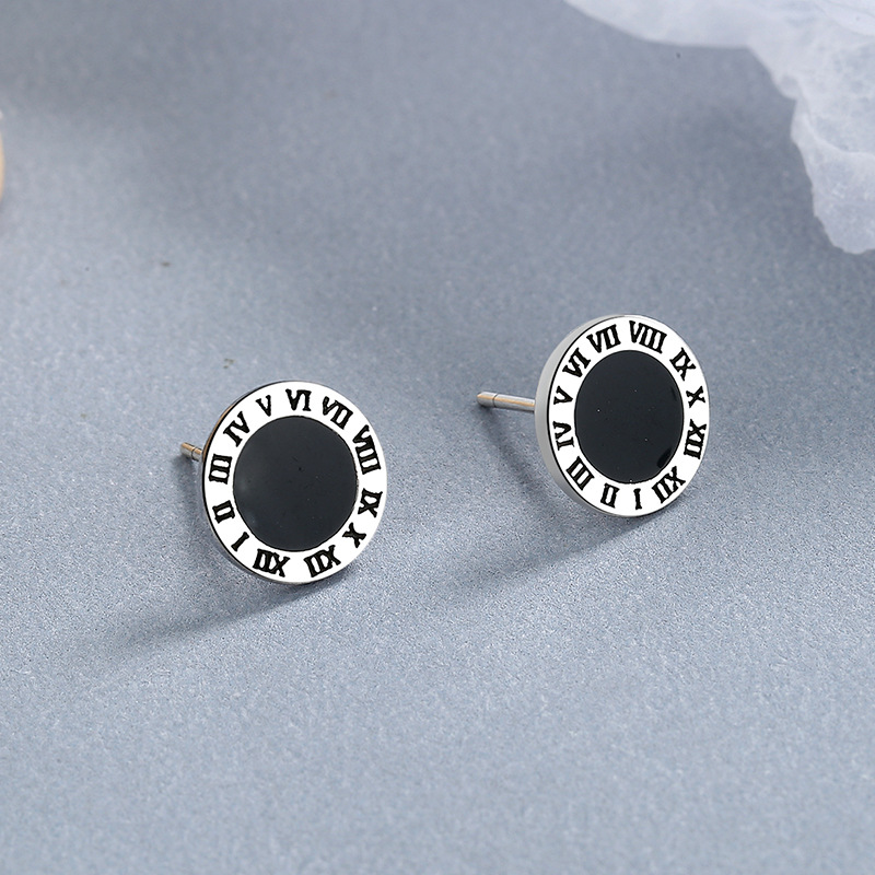 欧美冷淡风气质小众耳钉耳饰女款耳堵阿拉伯数字滴胶仿银饰品批发|ms