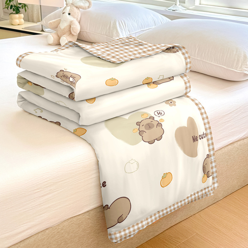 Quilt de verano fresco lavable por máquina dormitorio de estudiantes primavera y otoño edredón delgado lavable edredón de verano aire acondicionado edredón doble