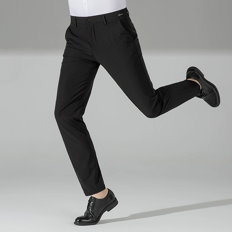 Летние повседневные брюки из ледяного шелка Тонкие брюки Быстросохнущие прямые брюки Одежда для молодых мужчин Узкие брюки на рабочем месте Эластичные брюки
