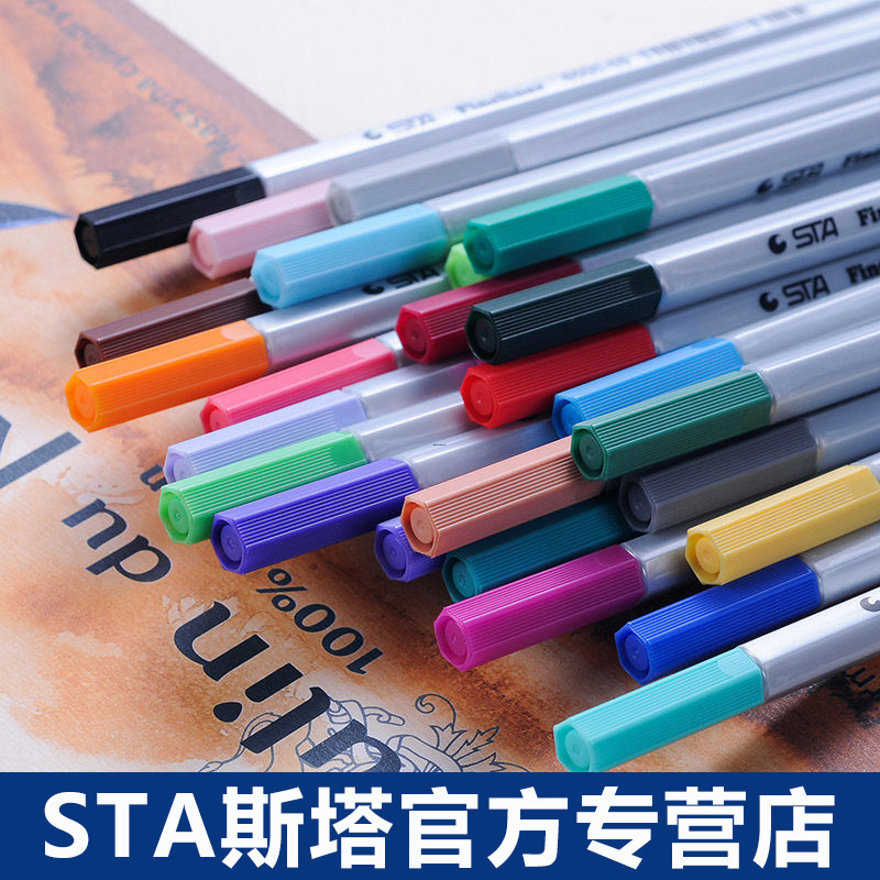 Sta 6500 pluma de gancho de color pluma de dibujo pluma de aguja pintada a mano dibujos animados carrera simple línea de dibujo especial de 26 colores
