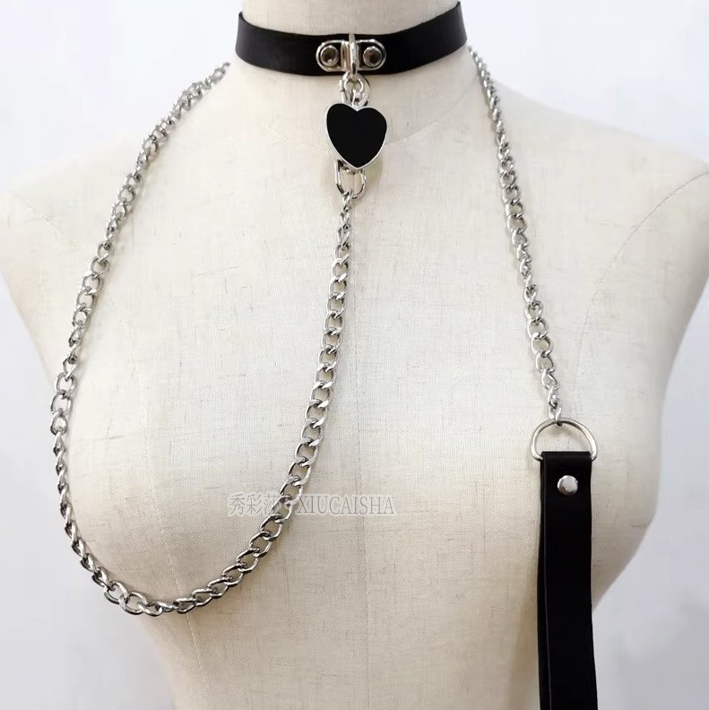 Maid Chain Collar with Traction Rope, Yellow Neck Belt for Couples — detail image 11