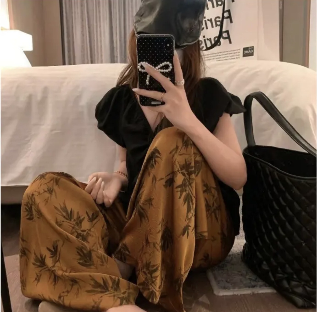 [5 días de preventa] [Pantalones de seda de algodón] Pantalones de pijama de seda de algodón para mujer