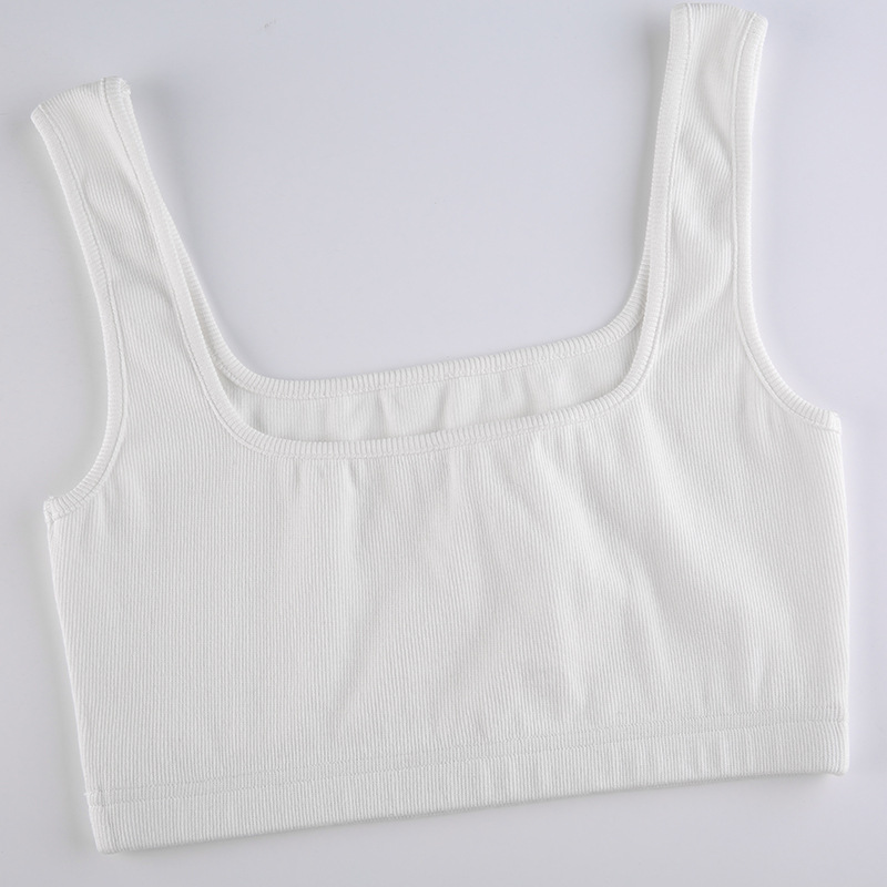 white knitted basic bottoming camisole  NSSSN119645