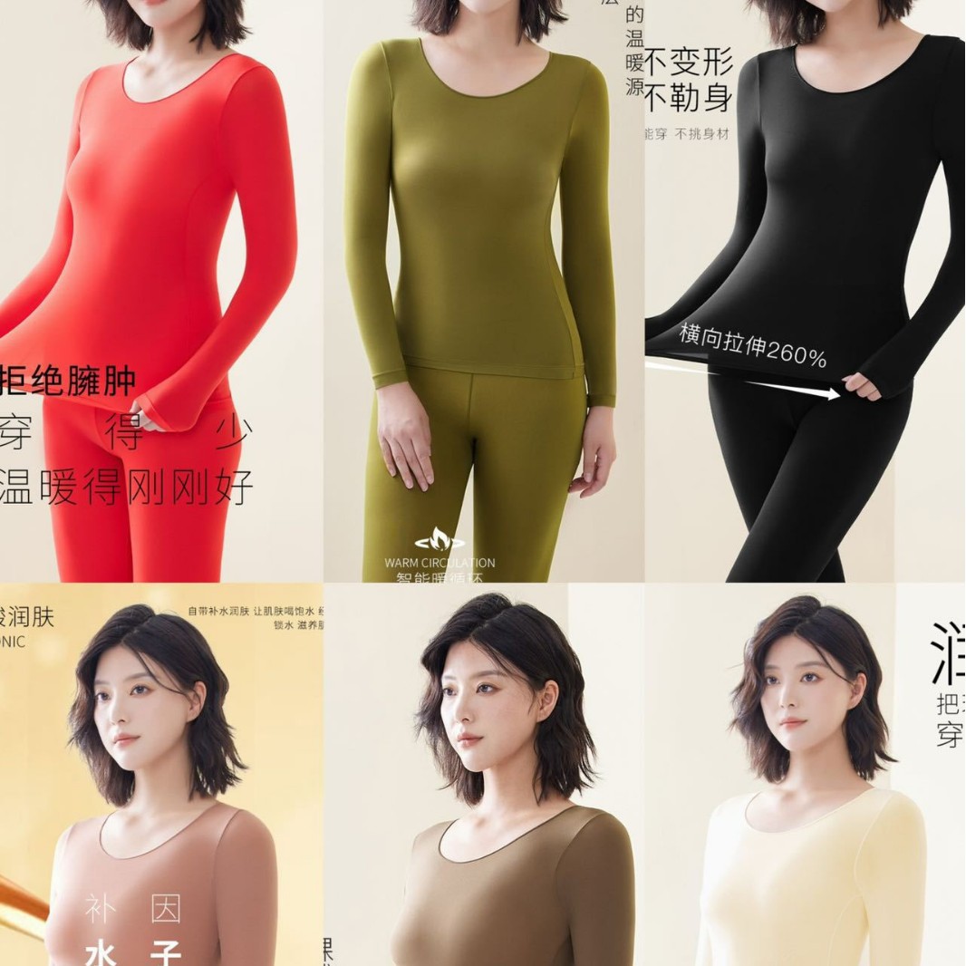 New Hyaluronic Acid Muscle Undercoat Invisible Thermal Underwear for Autumn and Winter Women's Mask Autumn Clothes and Pants suit Women's Constant Temperature Traceless