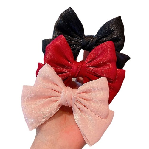 The fugitive princess children's bow hairpin girl hairpin duckbill clip net celebrity hair accessories new fabric girl clip