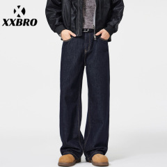 xxbro男装#秋季宽松直筒牛仔裤男水洗cleanfit美式高街vibe长裤子