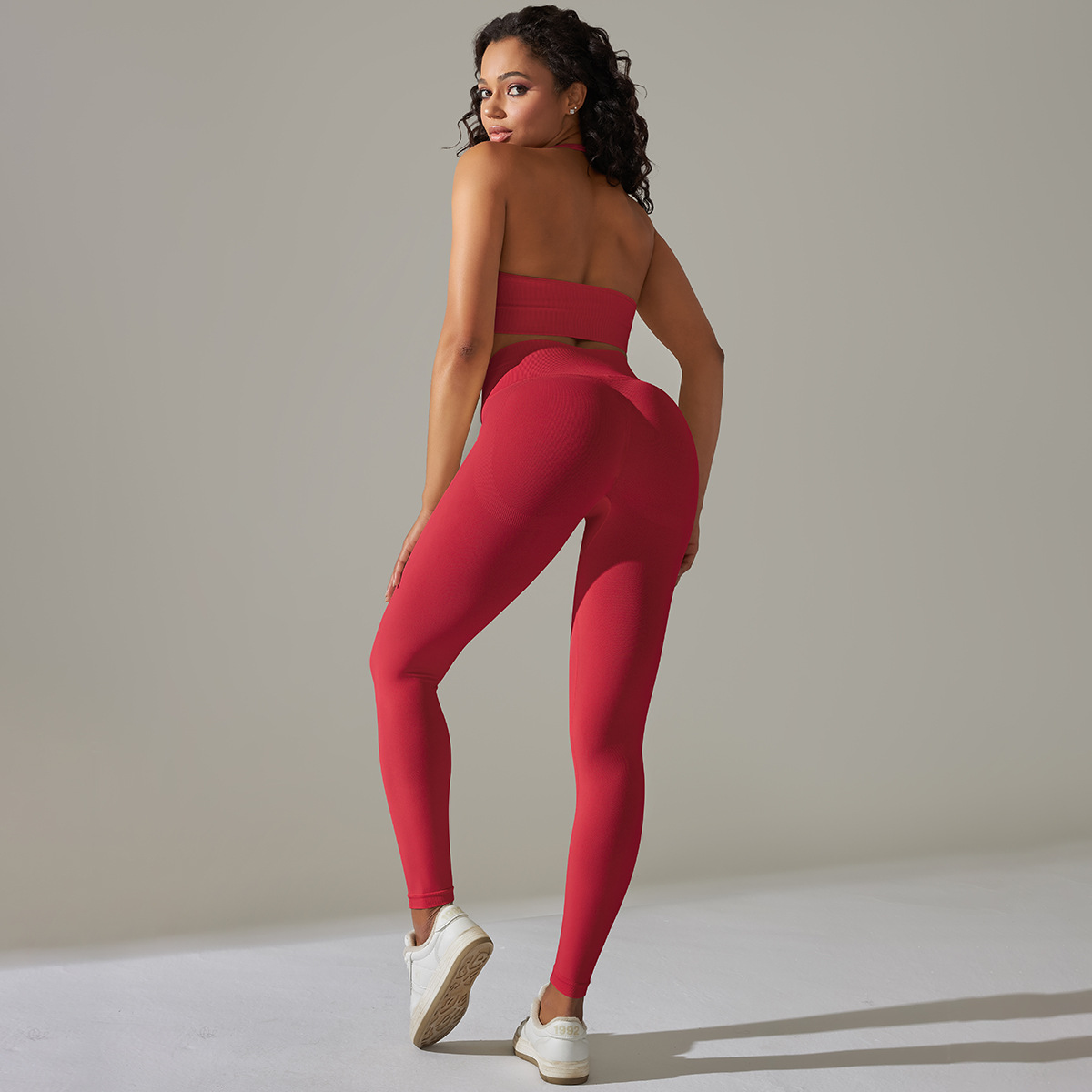Nueva transfronteriza sin costuras color sólido de alta elástica sujetador deportivo ropa interior ropa de yoga traje correr fitness deportes de dos piezas conjunto