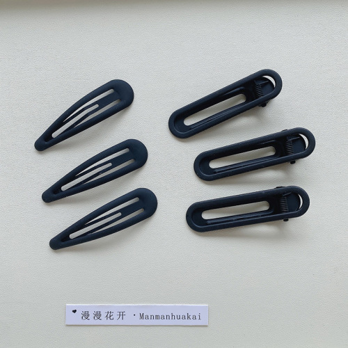 3-piece set of black simple frosted hair clips for summer broken hair bangs hair clips forehead side clips headwear bb clips for women