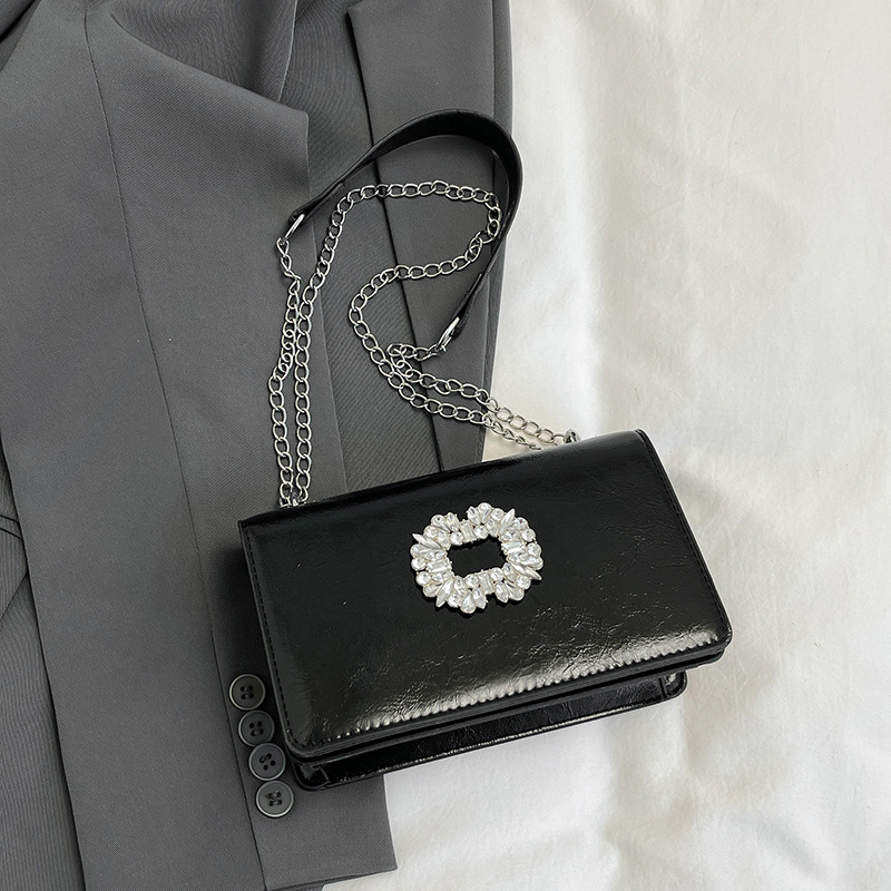 Bolsa cuadrada de diamante de alta calidad para mujeres 2024 otoño nueva moda coreana de textura universal cadena de hombro mochila