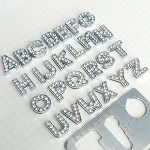 10mm/8mm chrome alloy white diamond English perforated letters are suitable for wearing DIY bracelets Bracelet accessories
