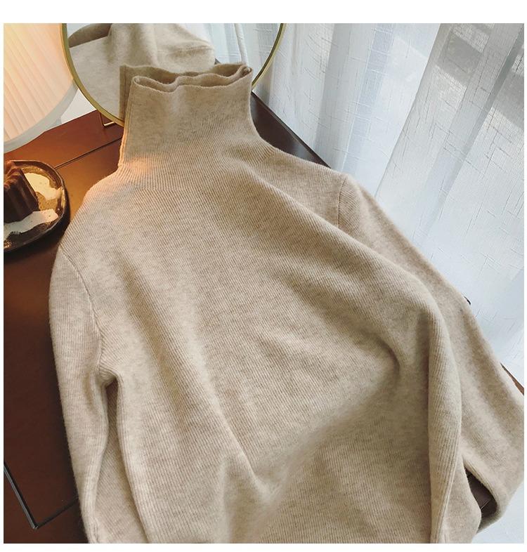 ChicShe ChicShe KANING Unifarbener, hochgeschlossener Strickpullover für Damen – Herbst/Winter 2025 – Neu, vielseitig, weich und warm_voghion.com