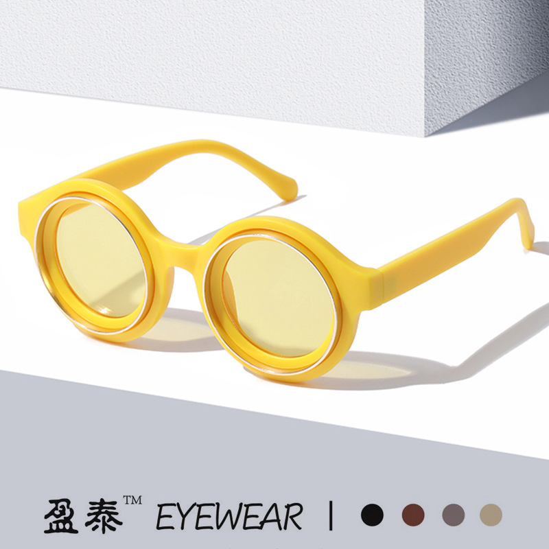 2024 New Round Frame Sunglasses Men's Sunglasses Women's Retro Modern Internet Celebrity Same Style Instagram Cross-border European and American Fashion